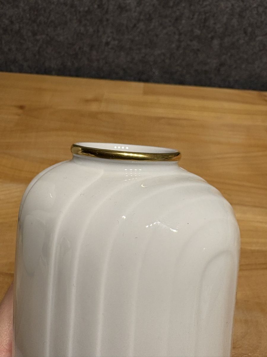 Vasi & Recipienti: Blumenvase Keramik weiss mit Goldrand – Nuovo (secondo la descrizione) da Rümlang venduto da euqinom16 2