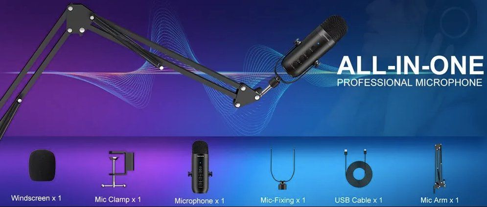 Microfoni: USB Studio-Kondensatormikrofon Set mit Boom Arm – Nuovo e nell'imballaggio originale da Châtelaine venduto da topshop.switzerland 8