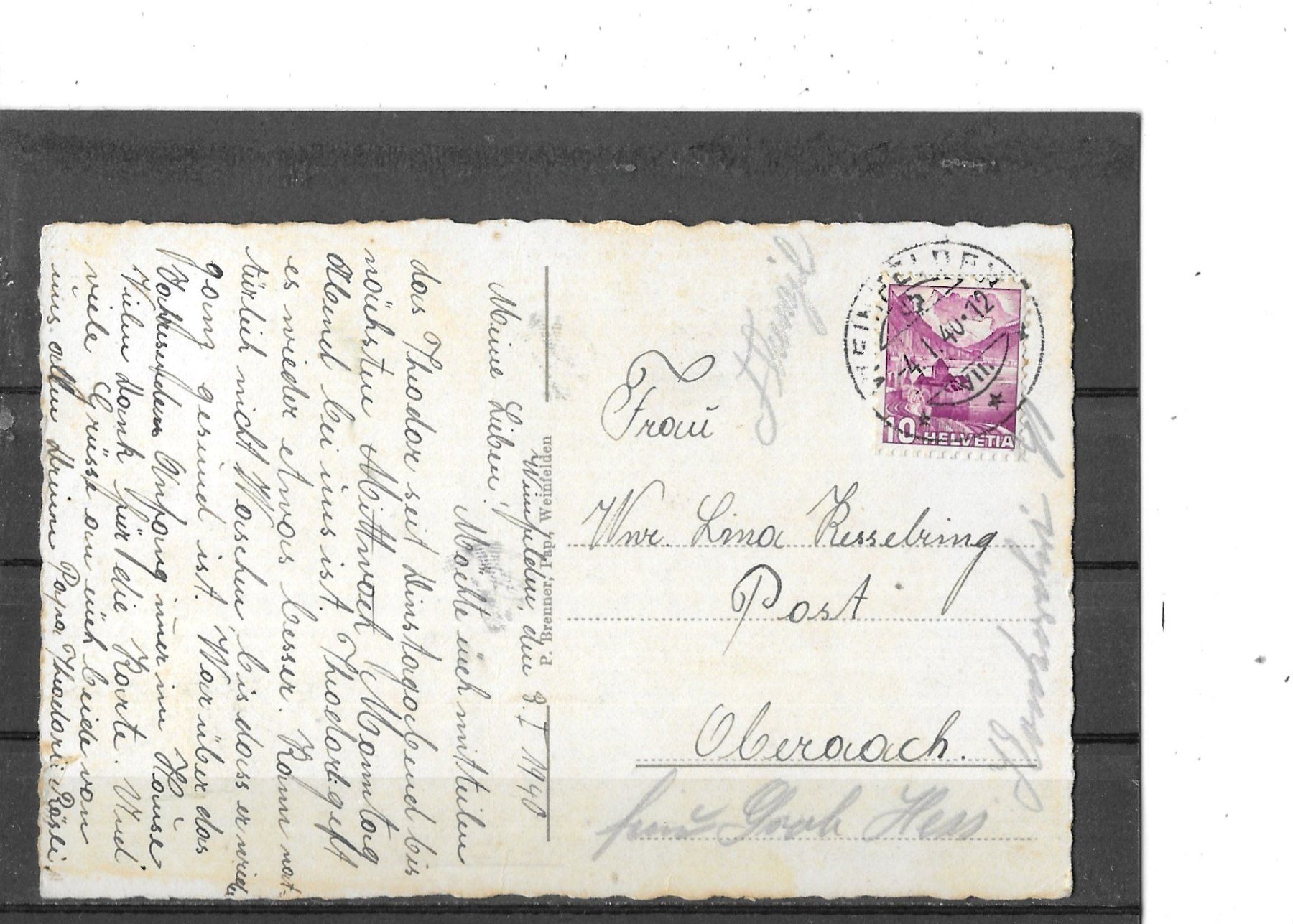 Cartoline postali: TG Weinfelden 1940 Teilansicht – Usato da Schocherswil venduto da Wilare 1