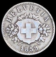 Silber Billon 2x 20 Rappen 1859/1850 Schweiz