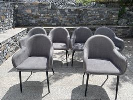 Six dining chairs grey fabric 