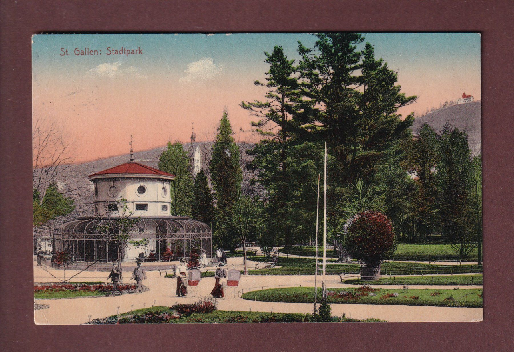 Cartoline postali: ST. GALLEN - Stadtpark - 1910 – Usato da Pully venduto da nicecards