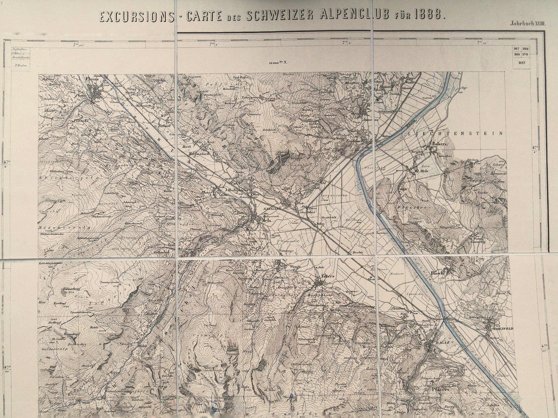 Cartine & Atlanti: Karte Sargans   SAC 1888 – Usato da Rafz venduto da Helvet32
