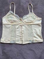 Body Cream Top Spitzenbesatz Hakenverschluss Damen S/M
