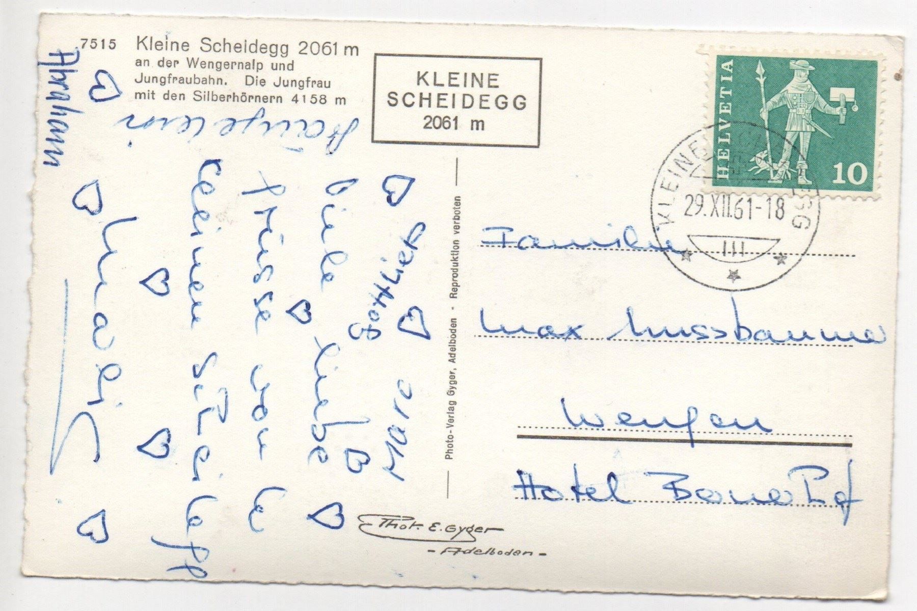 Cartoline postali: KLEINE SCHEIDEGG an der Jungfraubahn – Usato da Jona venduto da philajona 1