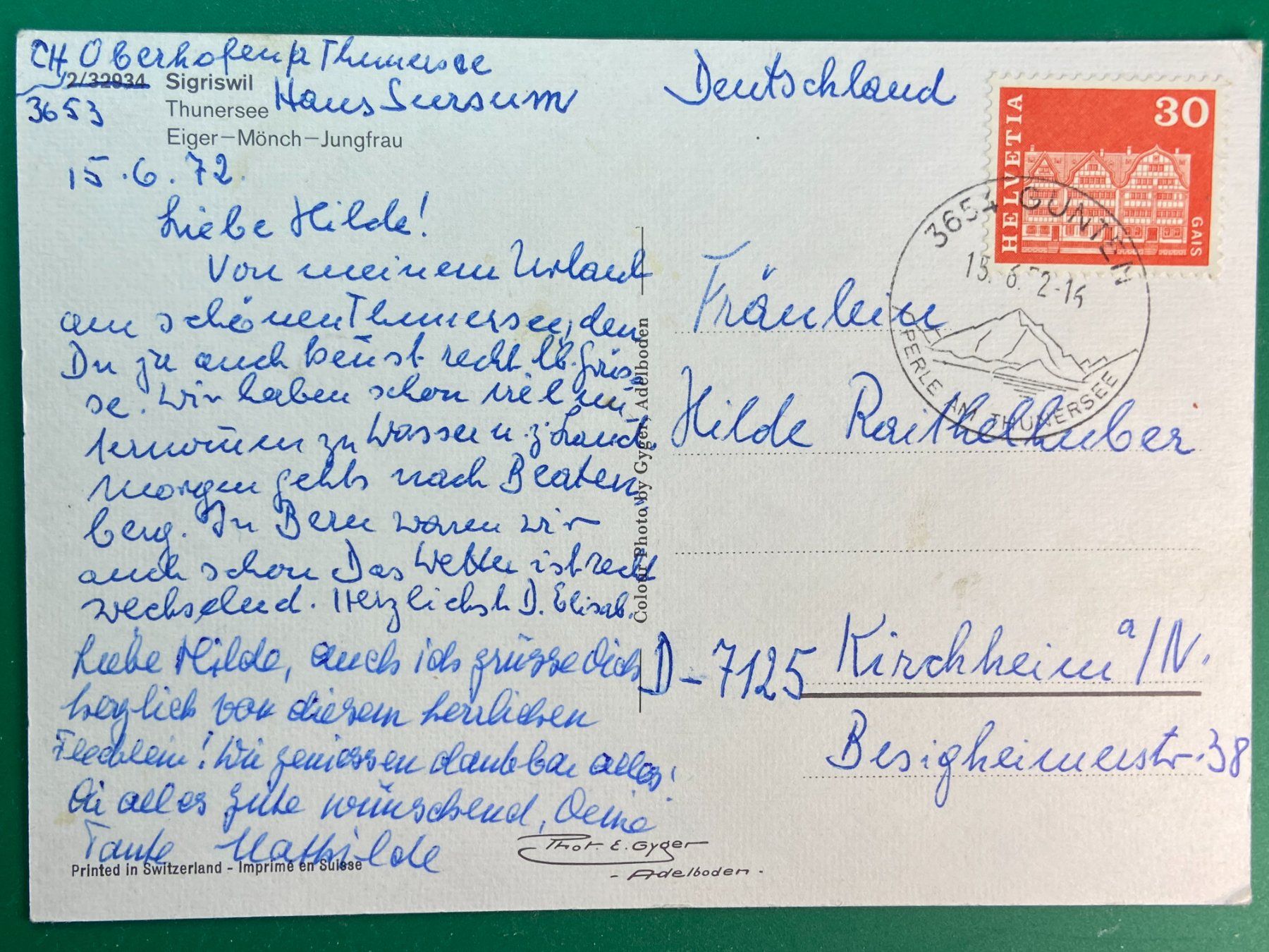 Cartoline postali: Sigriswil - Thunersee – Usato da Steg VS venduto da danwer74 1