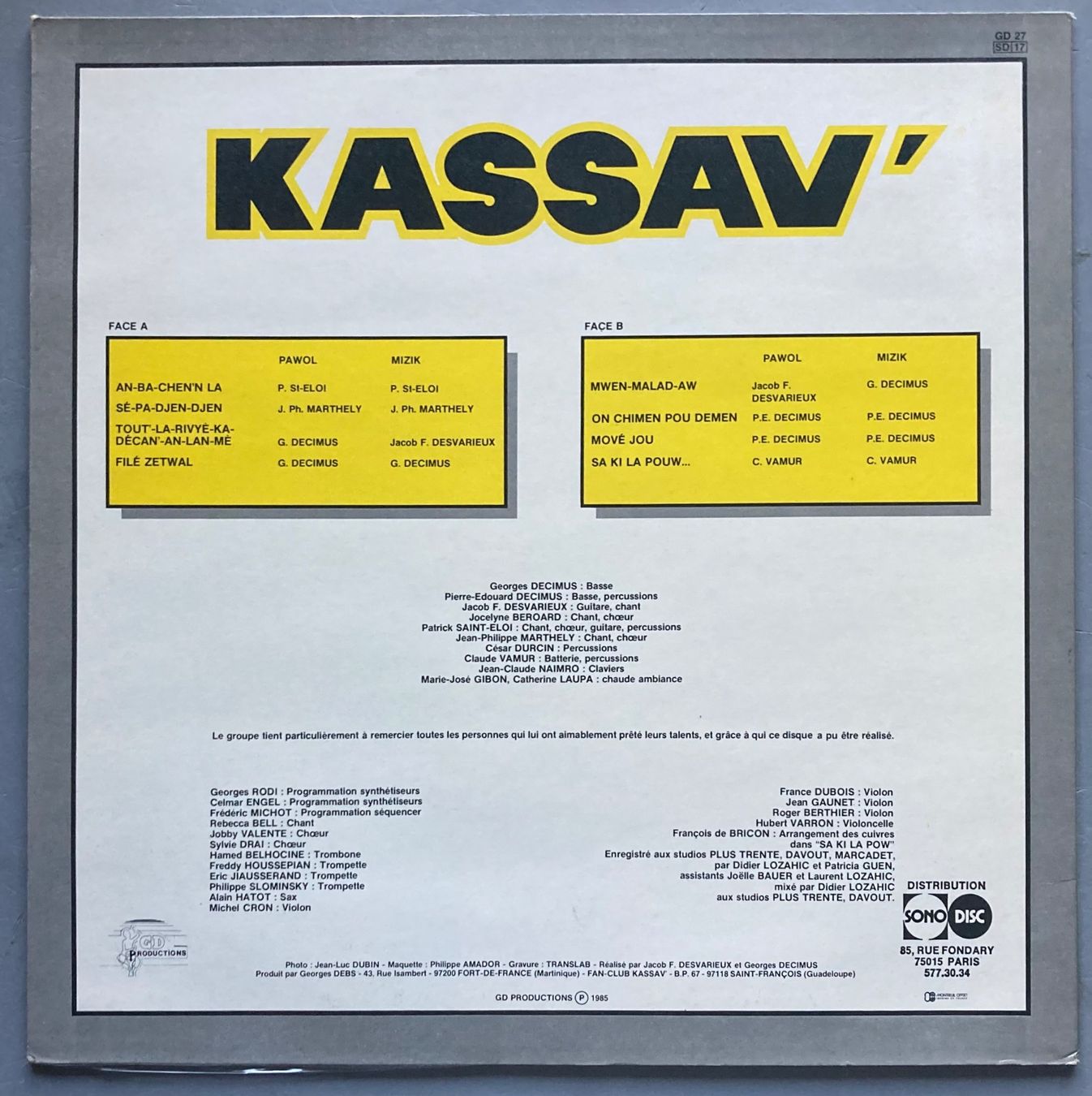 Vinyles: KASSAV' - KASSAV' – D'occasion à Poliez-Pittet par Newtown-Records 1