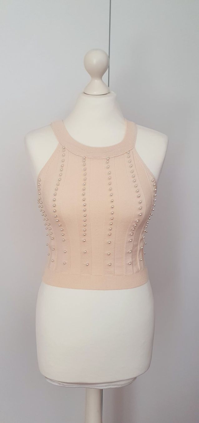 Top: Top mit Perlen Gr. 34 beige – Usato da Stansstad venduto da InStyle8