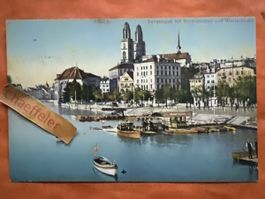 1916 Zürich, Grossmuenster und Wasserkirche 1916 Rarität