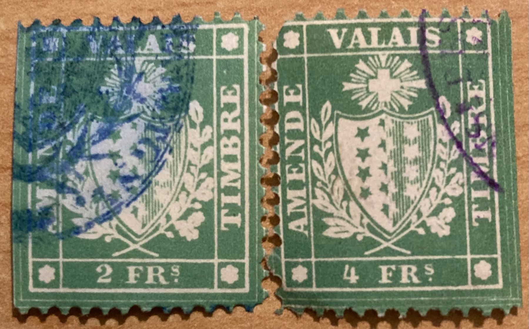 Tutti i francobolli: Fiskalmarken Amende Timbre Canton Valais VS – Usato da Hunzenschwil venduto da zibu88