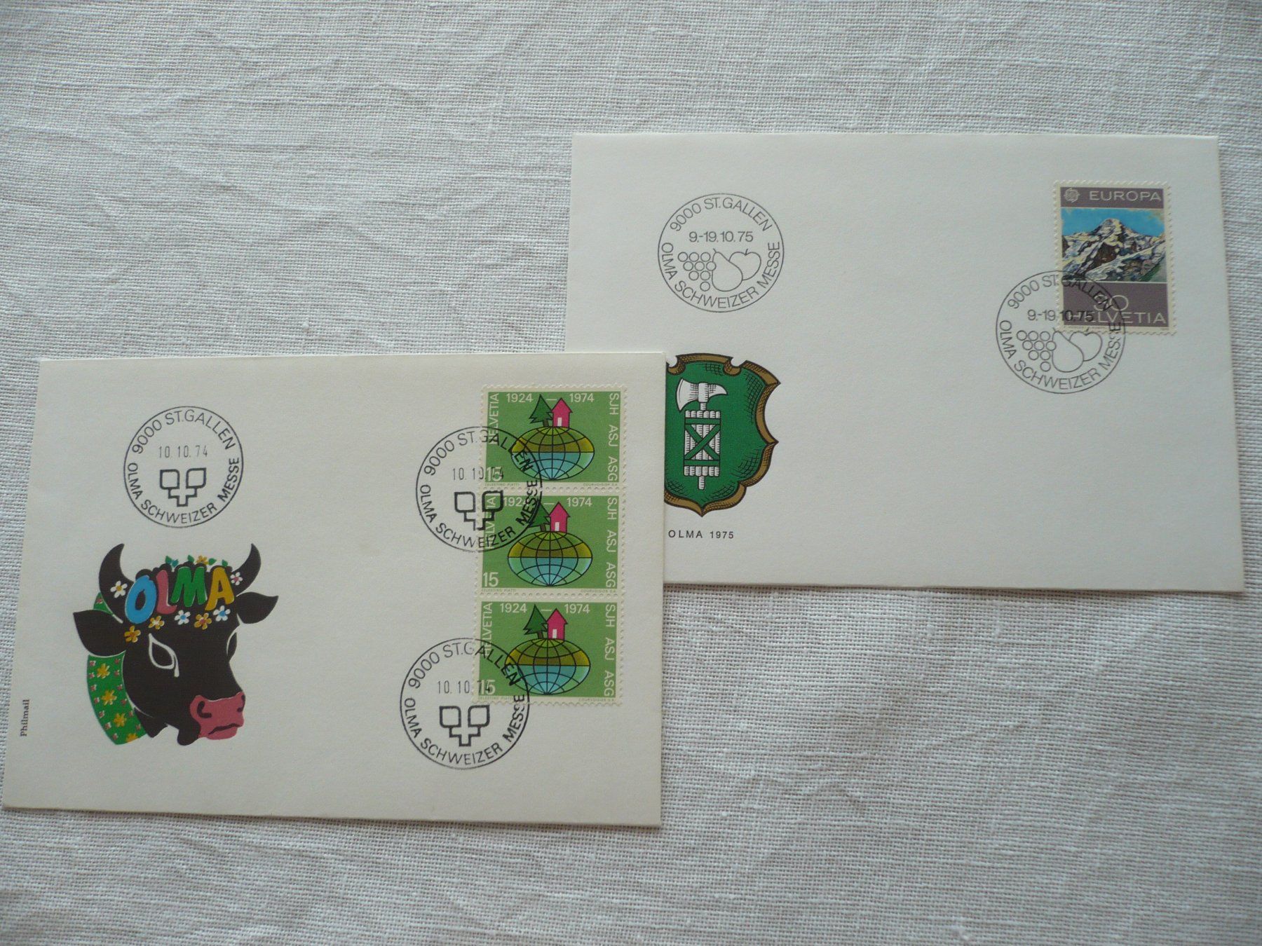 Tutti i francobolli: 1974 - 75 2 Belege OLMA – Usato da Zürich venduto da saltandpepper008
