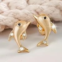 18k vergoldete Delfin Ohrstecker