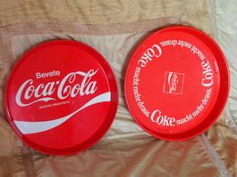 2 plateaux coca-cola vintage en métal