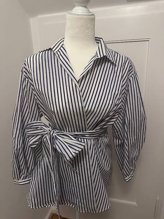 Weekend Max Mara CECI Wickelbluse  Blau/Weiss  Gr. 36/38