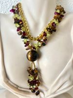 XL Unikat Tigerauge Peridot Granat Quaste handgefertigt