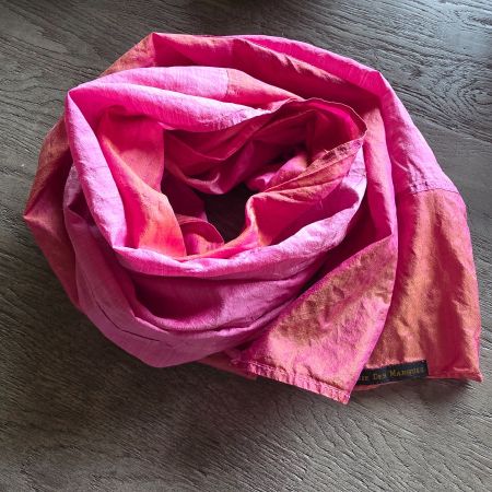🐸 SEIDENSCHAL SCHAL SEIDE PINK ORANGE PLUIE DES MANGUES