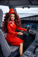 Exklusive handgefertigte Stewardess-Puppe „Sky Elegance“ – E