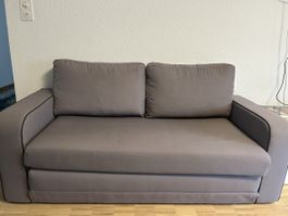 Schlafsofa grau ausziehbare Bettfunktion gebrauchter Zustand