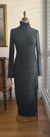 Robe Chicorée - grise- col roulé - fente latérale - taille S