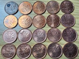 Kanada 1 Cent/Pennies 1962/2011 - Lot 20 Stück!