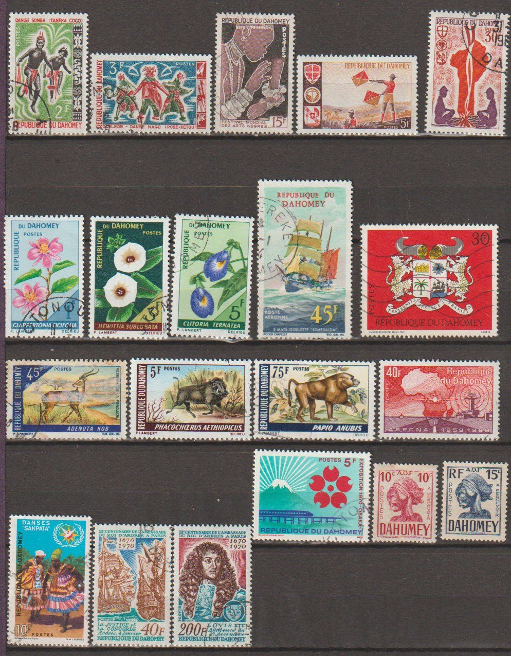 Alle Briefmarken: Dahomey, divers, lots, état varié – Gebraucht aus Crans-Montana von kira56