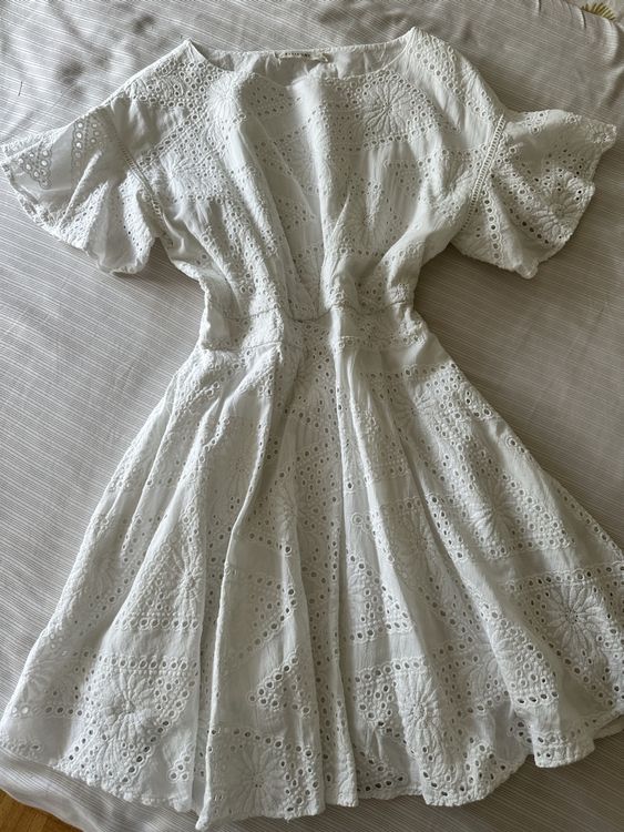 Robe De Baptême Bébé Vintage Années 60 - Broderie Anglaise Blanche - Taille 3 Mois