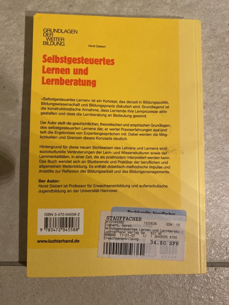 Libri: Selbstgesteuertes Lernen und Lernberatung – Usato da Stettlen venduto da Hansj 1