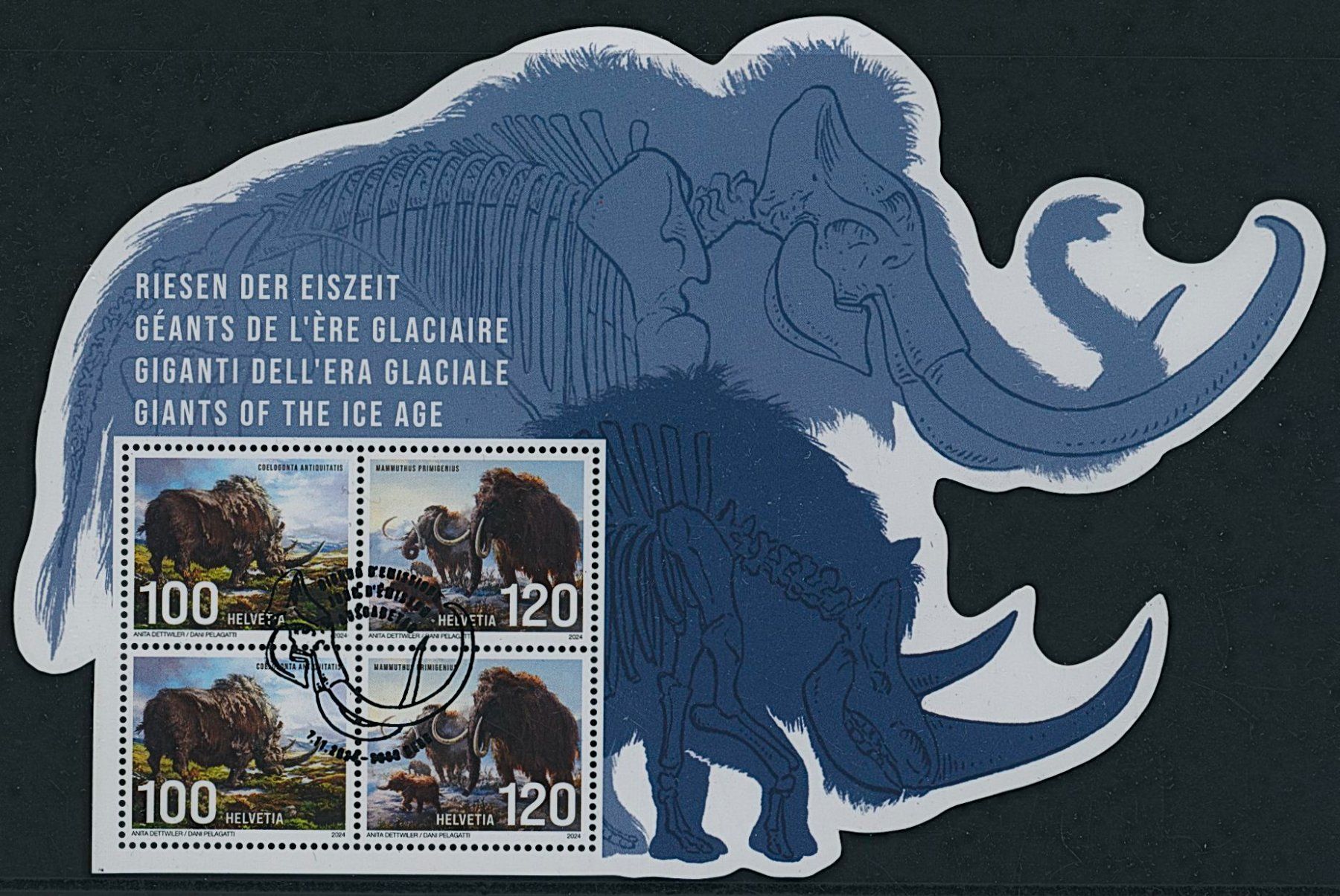 Tutti i francobolli: 2024 - Eiszeit - Spezialbogen - Block - Ersttag Stempel ET – Usato da Schindellegi venduto da stationary