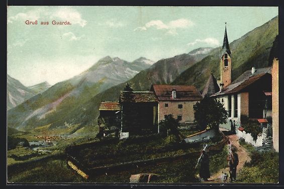 Cartoline postali: AK Guarda, Ortsansicht mit Kirche, 1909 – Usato da Berlin venduto da bartko-reher