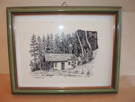 Stich Druck Spiringen / Waldbruder Kapelle Uri Oskar Birri