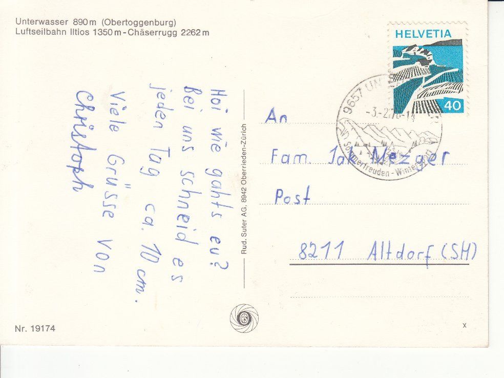Cartoline postali: Chäserruggbahn 1976 – Usato da Bürglen TG venduto da StampGraf 1