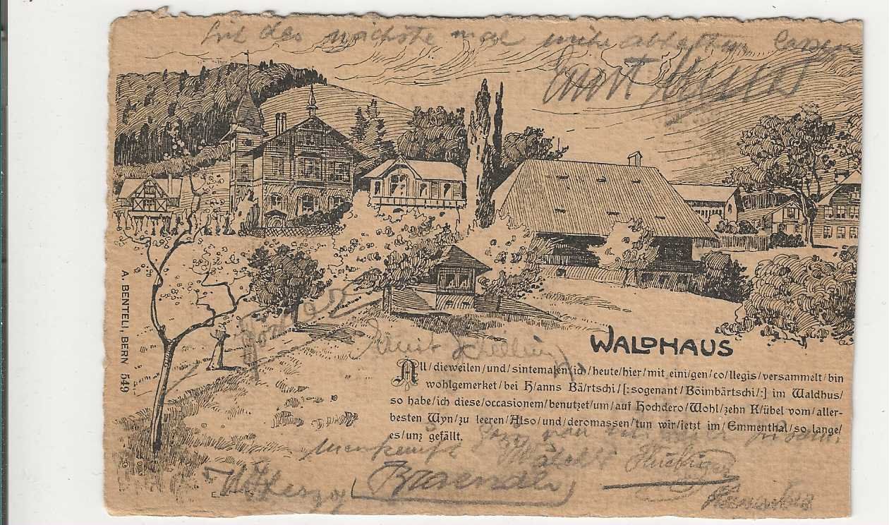 Ansichtskarten: Lützelflüh-Walddhaus, 1907, Litho – Gebraucht aus Spiez von Niesen20