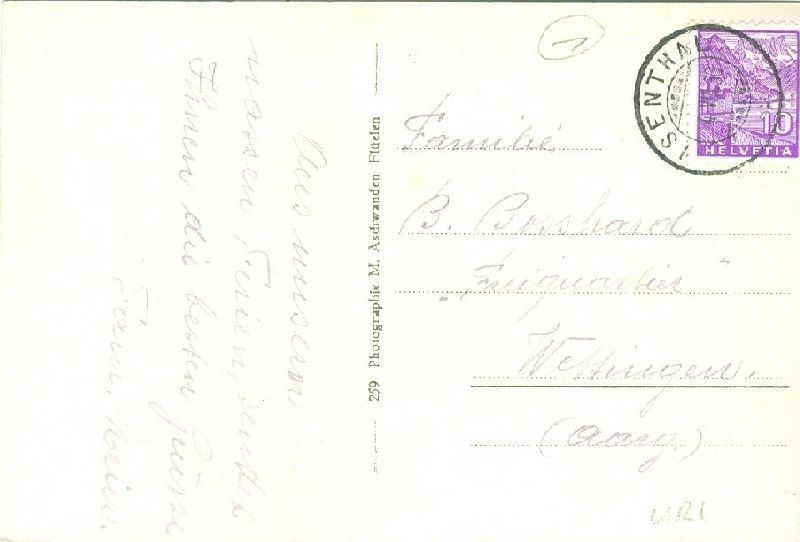 Ansichtskarten: Jsental - Isenthal + 1938 – Gebraucht aus Emmenbrücke von teestube 1