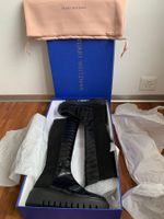 Stuart Weitzman: Exklusive schwarze Stiefel, Kroko-Optik, 37