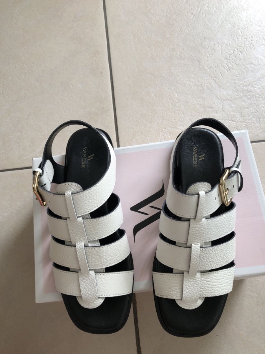 Scarpe da donna: Sandales en cuir blanches – Nuovo e nell'imballaggio originale da Veyrier venduto da gige66 2