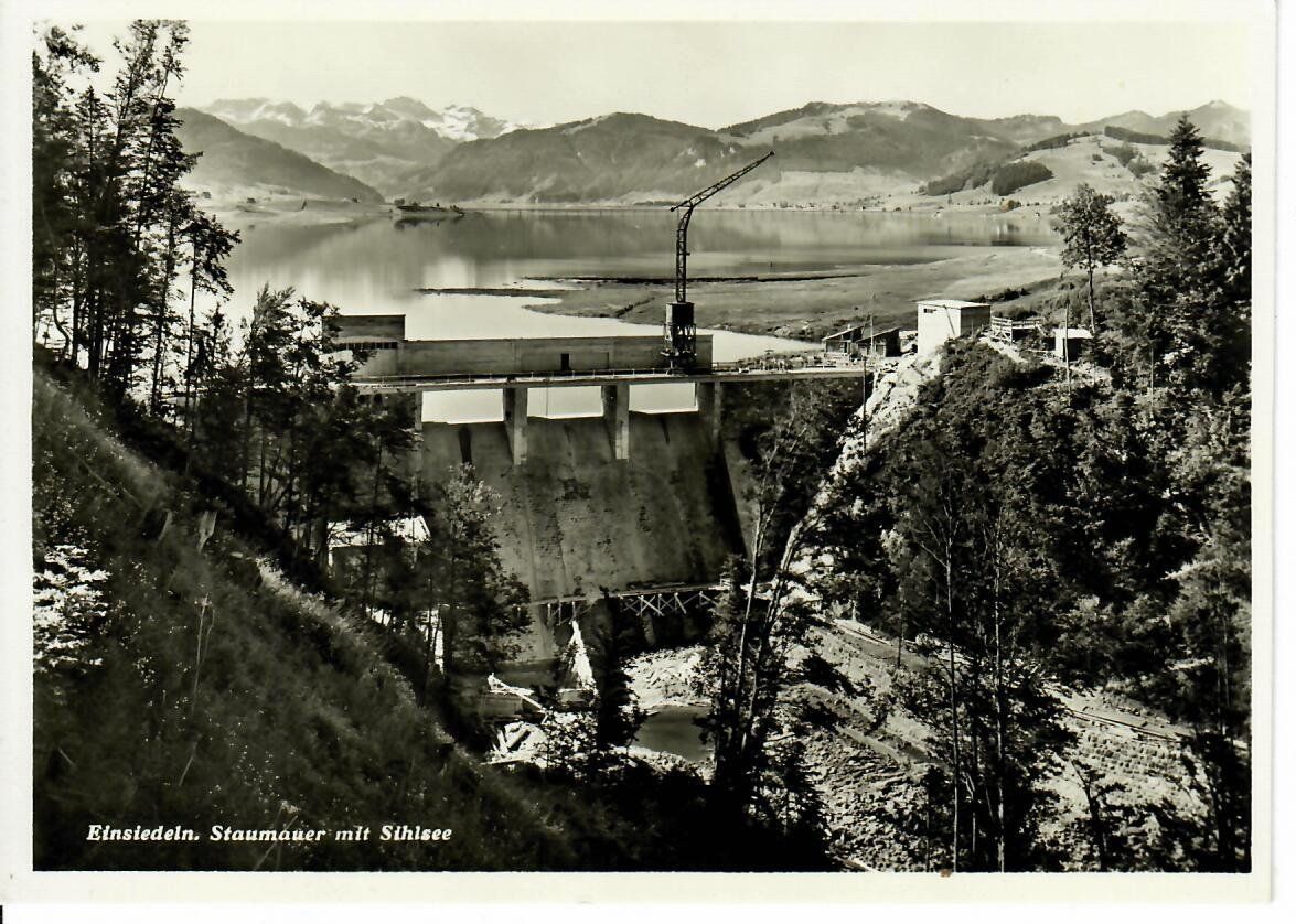 Cartoline postali: Einsiedeln, Staumauer mit Sihlsee – Usato da Hochdorf venduto da Ziegel-16