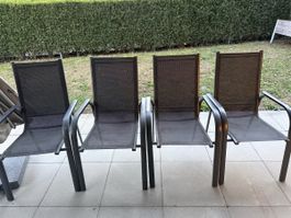 Set of 4 Outdoor Garden Chairs, Metal Frame, Mesh Seat