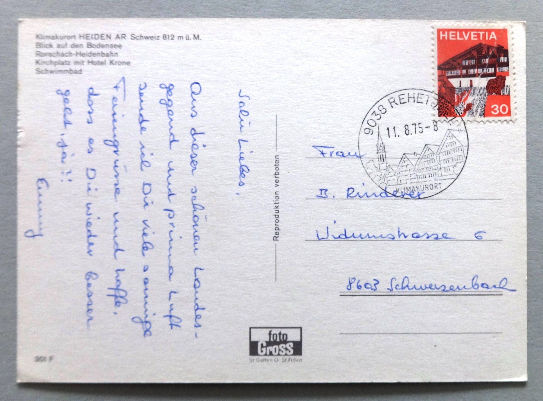Cartes postales: Klimakurort Heiden AR, 812 m ü.M. – D'occasion à Fétigny par Billy2miny 1