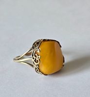 Jugendstil Ring, 925 vergoldet, Bakelit od Bernstein