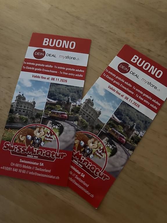 Buoni: 2x Gutschein SwissMiniatur – Nuovo e nell'imballaggio originale da Zürich venduto da namenaemi