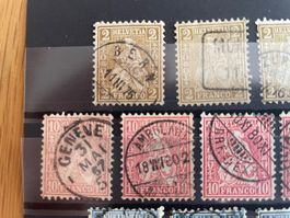14 "Helvetia assise" belles oblit. dès 1863.
