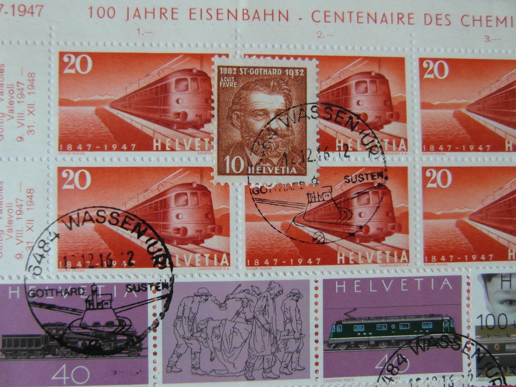 Tutti i francobolli: Bogen 100 Jh Eisenbahn Gotthardschnellzug  +  8 BM Gottardo – Nuovo (secondo la descrizione) da Niederrohrdorf venduto da leni29 1