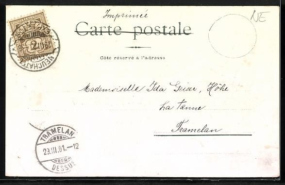 Cartoline postali: Les Brenets, Ortspartie mit Kirche, Wapp – Usato da Berlin venduto da bartko-reher 1
