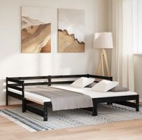 Ausziehbares Tagesbett Schwarz Massivholz Kiefer 2x(90x200)