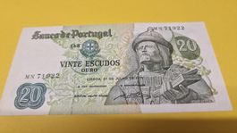 20 Escudos Portugal Banknote, Jahr 1971, Top