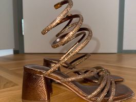 Damensandaletten Gr. 38 – Bronze Glitzer – 1x getragen