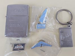 5x S&S Pin/Anhänger/Feuerzeug Tabak: Drum/Rizla/Chesterfield