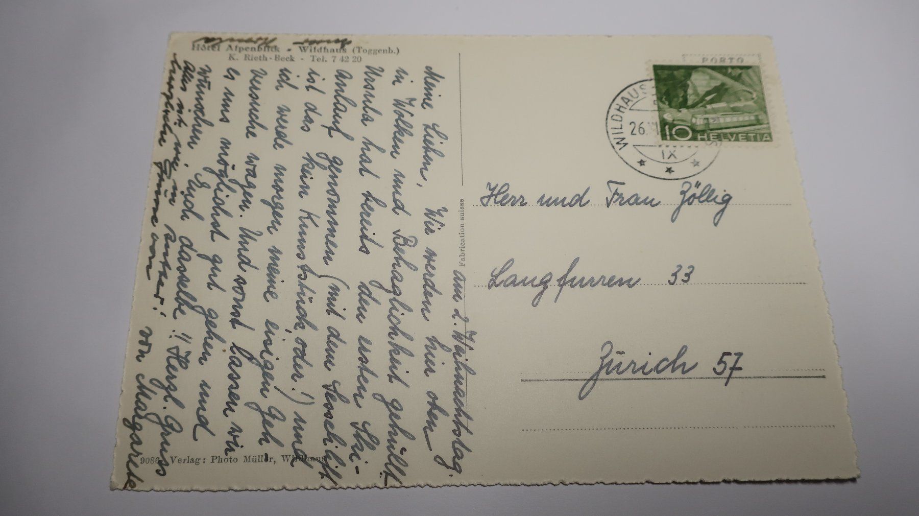 Cartoline postali: Hôtel Alpenblick Wildhaus – Usato da Cormoret venduto da Pascalll2001 4