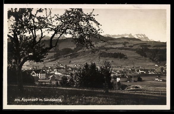 Ansichtskarten: Appenzell, Ortsansicht mit Säntiskette – Gebraucht aus Berlin von bartko-reher