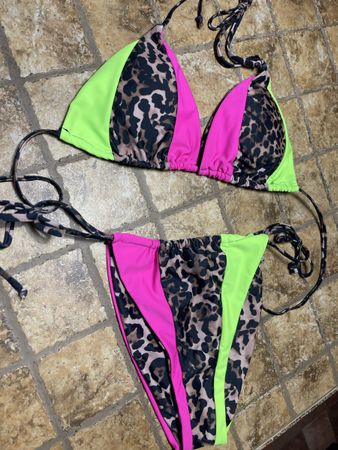 Bikini leopardato Animalier Neon Fluo-tgM/L-nuovo